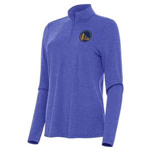 Antigua Golden State Warriors Women's Heather Royal Bright Quarter Zip Phenomenal Top Customizable! Personalize this great jersey.