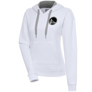 Antigua Golden State Warriors Fabulous Women's White Brushed Metallic Victory Pullover Hoodie Collectors