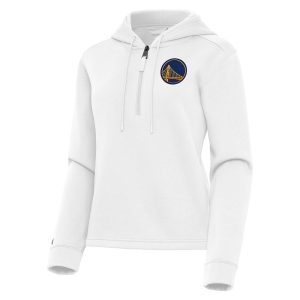 Antigua Sophisticated Golden State Warriors Women's White Contemporary Quarter Zip Hoodie High - demand item! Order this sought - after jersey immediately.