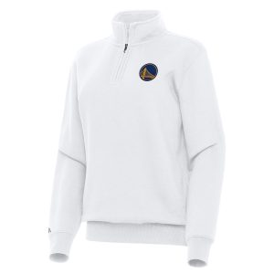 Antigua Golden State Warriors Women's Classy White Victory Quarter Zip Sweatshirt Sports enthusiasts