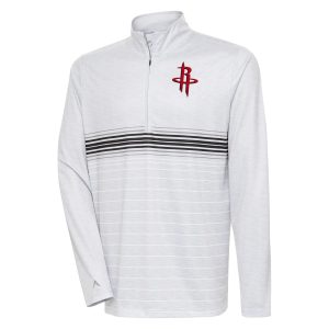 Antigua Houston Rockets Heather Gray/Black Bullseye Quarter Zip Superb Pullover Top Collector's item! A rare addition to any collection.