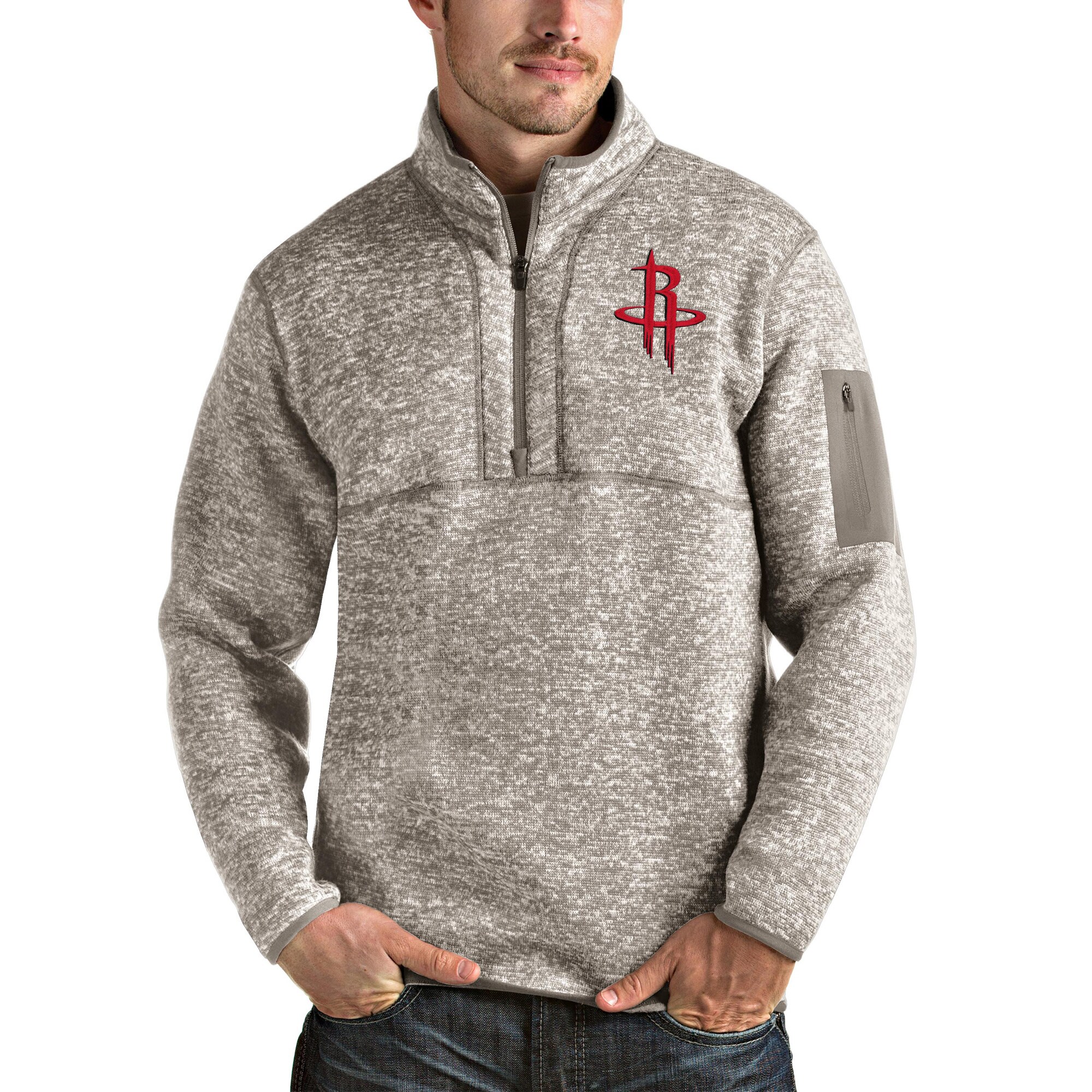 Antigua Houston Captivating Rockets Natural Fortune Quarter Zip Pullover Jacket Stand out from the crowd! Wear this eye - catching jersey.