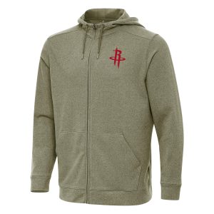 Antigua Glamorous Houston Rockets Olive Effortless Full Zip Hoodie Jacket High - demand item! Order this sought - after jersey immediately.