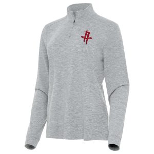 Antigua Houston Rockets Women's Heather Gray Captivating Mentor Quarter Zip Mock Long Sleeve Top Enhance your game - day look! Get this fashionable jersey.