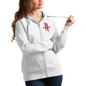 Antigua Houston Rockets Women's White Marvelous Victory Full Zip Hoodie Don't be left out! Get this stylish jersey and show your team pride.