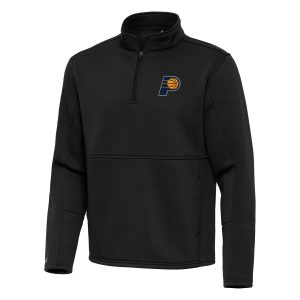 Antigua Indiana Pacers Black Twist Quarter Zip Pullover Top Alluring Collectors