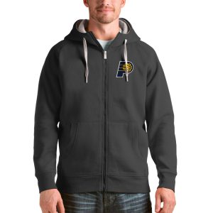 Antigua Indiana Pacers Charcoal Logo Victory Full Zip Premium Hoodie Authentic look! Wear this genuine jersey.