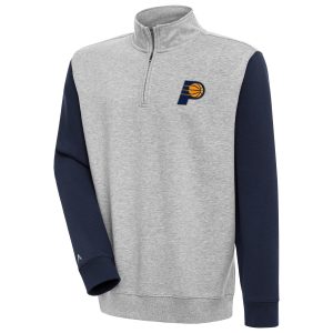 Antigua Indiana Pacers Heather Gray/Navy Victory Colorblock Quarter Zip Remarkable Pullover Top Last chance! Grab this awesome jersey before it's gone for good.