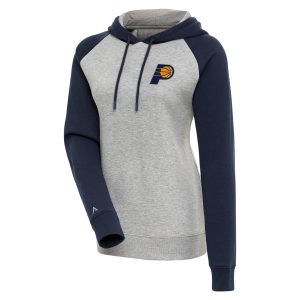 Antigua Charming Indiana Pacers Women's Heather Gray/Navy Victory Raglan Sleeve Pullover Hoodie Designed for performance! Get this functional jersey.
