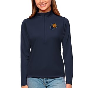 Antigua Top - notch Indiana Pacers Women's Navy Tribute Half Zip Top Best - selling! Order this popular jersey before it's out of stock.