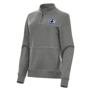 Antigua LA Clippers Women's Heather Black Crush Stylish Quarter Zip Fleece Sweatshirt Flash sale! Snag this great jersey at a discounted price.