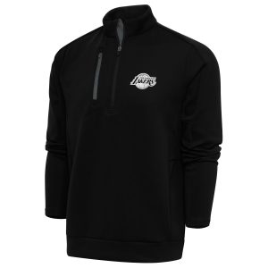 Antigua Los Angeles Distinguished Lakers Black Metallic Logo Generation Quarter Zip Top Limited stock! Be quick and grab this must - have jersey to support your team.