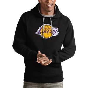 Antigua Los Angeles Lakers Black Team Logo Victory Pullover Hoodie Phenomenal Limited stock! Be quick and grab this must - have jersey to support your team.