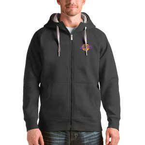 Antigua Los Angeles Lakers Charcoal Logo Victory Superb Full Zip Hoodie Gift idea! Surprise a sports fan with this amazing jersey.