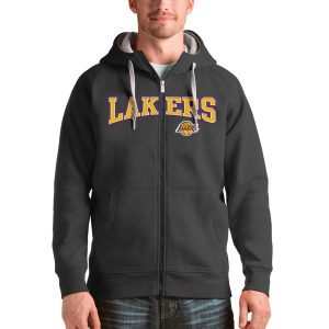 Antigua Los Angeles Lakers Charcoal Victory Full Zip Hoodie Stunning Exclusive design! Own a jersey like no other.