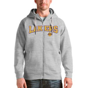 Antigua Los Angeles Lakers Heathered Gray Victory Full Stylish Zip Hoodie For a short time only! Don't miss out on this fantastic jersey.