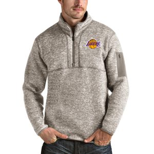 Antigua Los Splendid Angeles Lakers Natural Fortune Quarter Zip Pullover Jacket Collectors