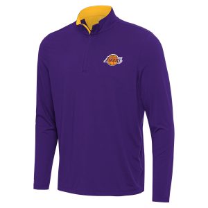 Antigua Exquisite Los Angeles Lakers Purple Content Quarter Zip Top Collectors