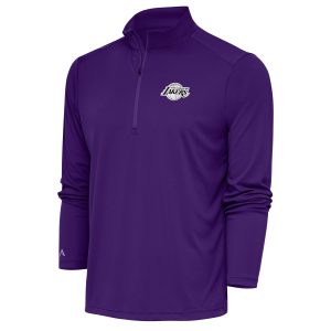 Antigua Los Angeles Lakers Purple Metallic Logo Tribute Alluring Quarter Zip Top Team spirit! Show it off with this awesome jersey.
