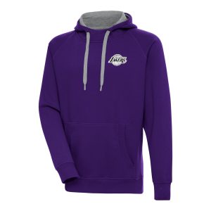 Antigua Los Angeles Lakers Purple Metallic Logo Victory Raglan High - quality Pullover Hoodie Celebrate your team! Order this commemorative jersey.