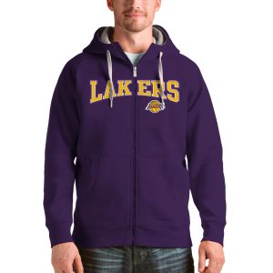 Antigua Los Angeles Lakers Purple Victory Stunning Full Zip Hoodie Collector's item! A rare addition to any collection.