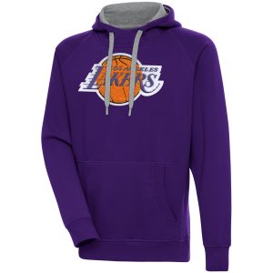 Antigua Los Angeles Lakers Purple Victory Notable Pullover Hoodie Collectors