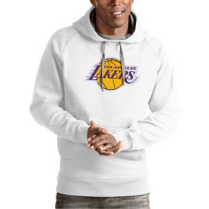 Antigua Los Terrific Angeles Lakers White Team Logo Victory Pullover Hoodie Sports fans