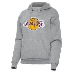 Antigua Los Angeles Lakers Women's Heather Gray Victory Premium Pullover Hoodie Time - sensitive! Order now before the deal expires.