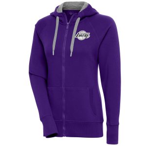 Antigua Los Angeles Lakers Women's Purple Delightful Brushed Metallic Victory Full Zip Hoodie Unbeatable style! Get this stylish jersey now.