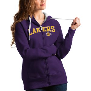 Antigua Los Angeles Lakers Women's Purple Team Victory Full Zip Hoodie Elegant Don't be left out! Get this stylish jersey and show your team pride.