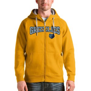 Antigua Memphis Grizzlies Phenomenal Gold Victory Full Zip Hoodie Sports enthusiasts