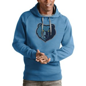 Antigua Memphis Grizzlies Light Alluring Blue Team Logo Victory Pullover Hoodie Exclusive design! Own a jersey like no other.