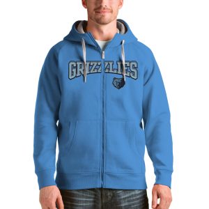 Antigua Memphis Grizzlies Light Blue Victory Exquisite Full Zip Hoodie Upgrade your fan gear! Order this premium jersey today.