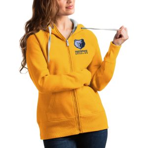 Antigua Memphis Grizzlies Women's Gold Exquisite Victory Full Zip Hoodie New arrival! Check out this fresh and exciting jersey.