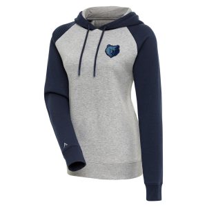 Antigua Memphis Grizzlies Women's Heather Magnificent Gray/Navy Victory Raglan Sleeve Pullover Hoodie Authentic look! Wear this genuine jersey.