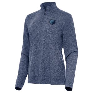 Antigua Memphis Grizzlies Women's Heather Navy Mentor Quarter Top - notch Zip Mock Long Sleeve Top Don't be left out! Get this stylish jersey and show your team pride.