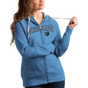Antigua Memphis Grizzlies Women's Light Blue Team Victory Impressive Full Zip Hoodie Perfect fit! Order this comfortable jersey.