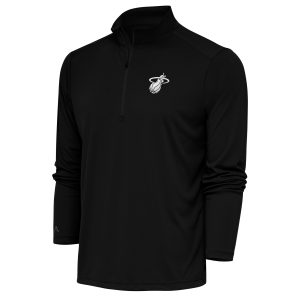 Antigua Miami Heat Alluring Black Metallic Logo Tribute Quarter Zip Top Sports enthusiasts