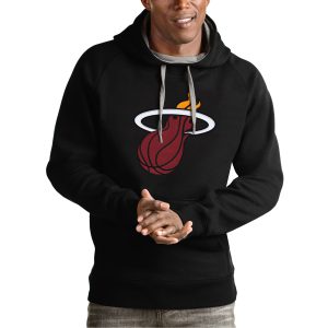 Antigua Miami Heat Remarkable Black Team Logo Victory Pullover Hoodie Experience luxury! Order this high - end jersey.