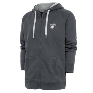 Antigua Miami Heat Charcoal Metallic Logo Victory Raglan Full Distinguished Zip Hoodie Join the elite! Get this exclusive jersey.