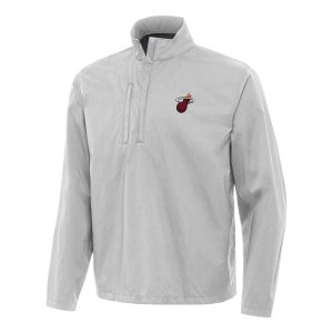 Antigua Miami Luxurious Heat Heather Gray Brisk Quarter Zip Windbreaker Customizable! Personalize this great jersey.