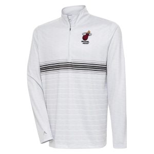 Antigua Miami Heat Heather Gray/Black Bullseye Quarter Zip Pullover Top Premium Show your dedication! Own this special jersey for your team.