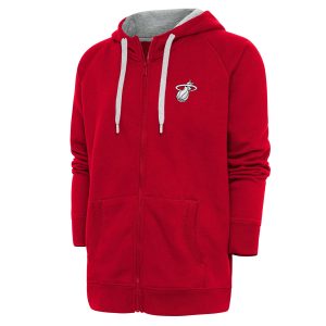 Antigua Miami Heat Red Metallic Logo Victory Raglan Full Remarkable Zip Hoodie High - demand item! Order this sought - after jersey immediately.