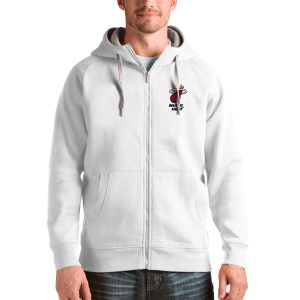 Antigua Miami Heat White Logo Victory Distinguished Full Zip Hoodie For the true fans! Secure this authentic jersey now.