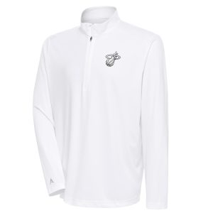 Antigua Miami Heat White Metallic Logo Tribute Quarter Superior Zip Top Sports fans