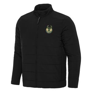 Antigua Milwaukee Bucks Black Outstanding Swelter Full Zip Puffer Jacket Show your dedication! Own this special jersey for your team.