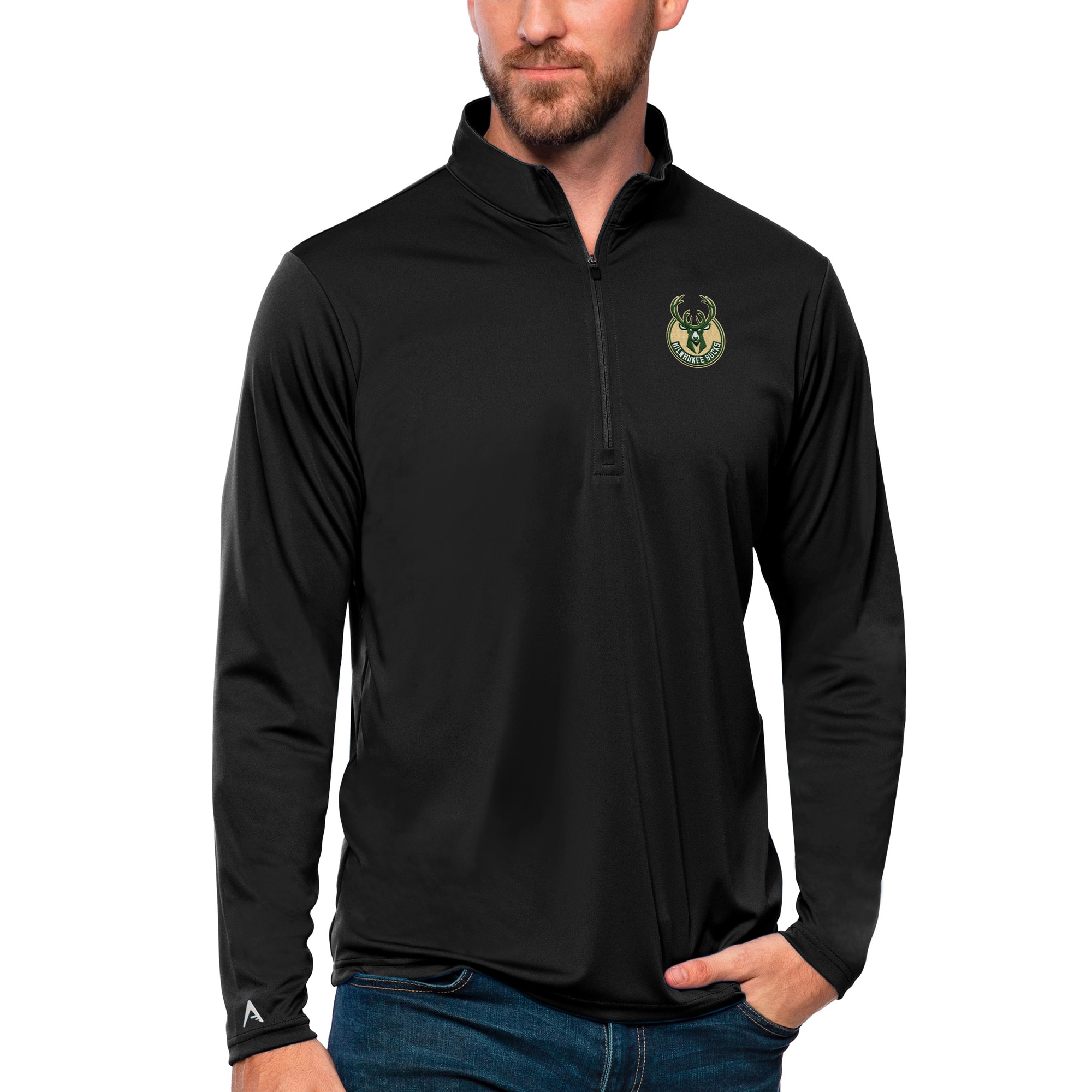Antigua Milwaukee Bucks Black Captivating Tribute Quarter Zip Pullover Top Hurry! Exclusive offer. Get your hands on this outstanding jersey right away.
