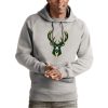 Antigua Milwaukee Bucks Glamorous Heather Gray Team Logo Victory Pullover Hoodie High - demand item! Order this sought - after jersey immediately.