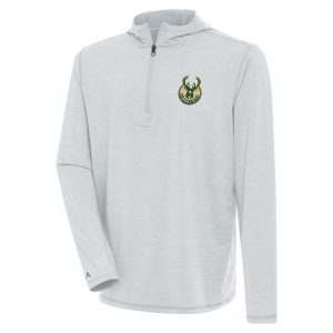 Antigua Milwaukee Bucks Heather Gray Tidy Impressive Quarter Zip Lightweight Pullover Top New arrival! Check out this fresh and exciting jersey.
