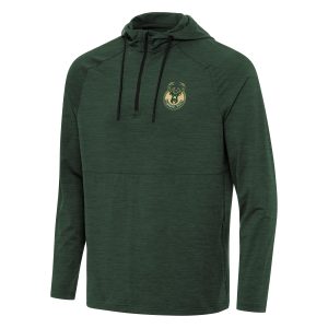 Antigua Milwaukee Bucks Heather Hunter Green Spikes Raglan Quarter Gorgeous Zip Hoodie Show your dedication! Own this special jersey for your team.